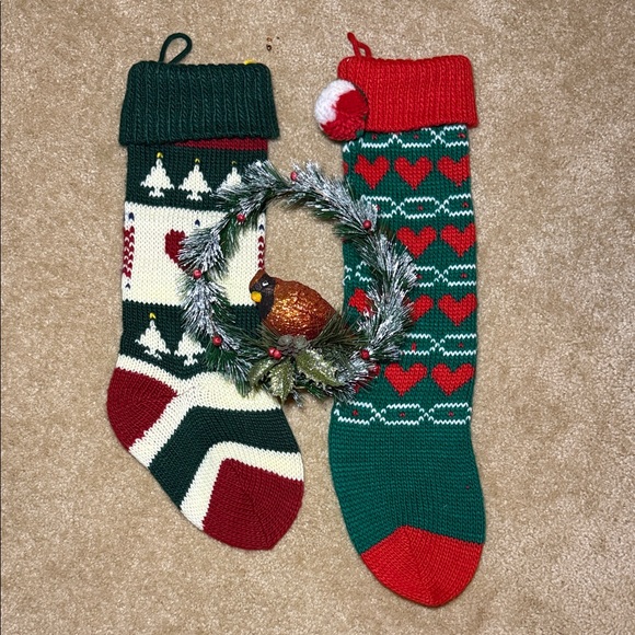Festive Knit Christmas Stockings with Door Hanger - Picture 2 of 3